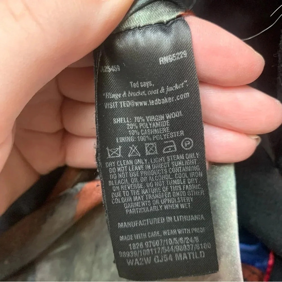 Ted Baker Black Virgin Wool Drape Wrap  Coat - Picture 5 of 14